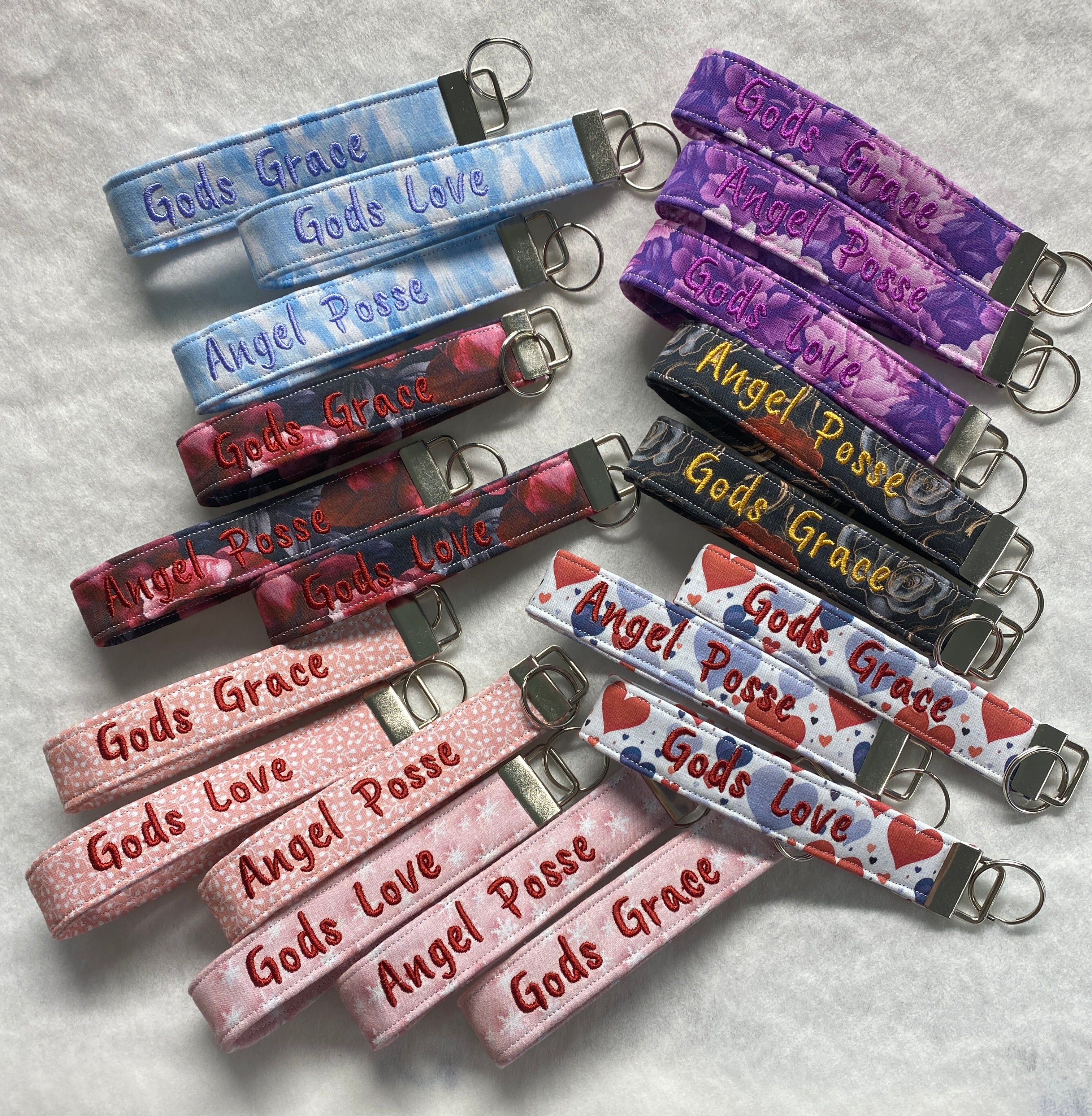 Embroidered Inspirational Keychain Wristlets